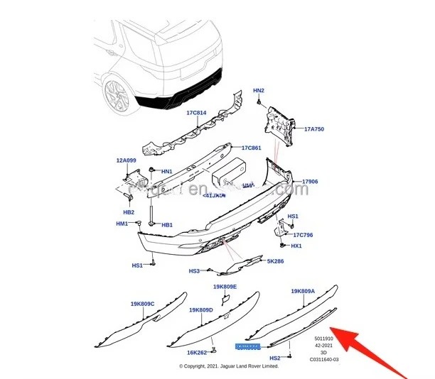 For DISCOVERY 2021 Rear Bumper Skid Plate LR142617 Tow Eye Cover